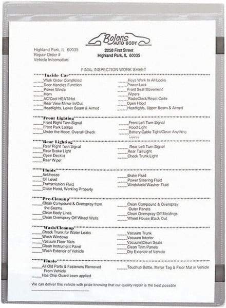 C-LINE - 15 Piece Clear Shop Ticket Holder - 11" High x 8-1/2" Wide - Exact Tool & Supply