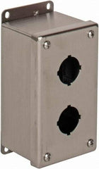 nVent Hoffman - 2 Hole, 1.2 Inch Hole Diameter, Stainless Steel Pushbutton Switch Enclosure - 6-3/4 Inch High x 3.47 Inch Wide x 2-3/4 Inch Deep, 12, 13, 4X NEMA Rated - Exact Tool & Supply