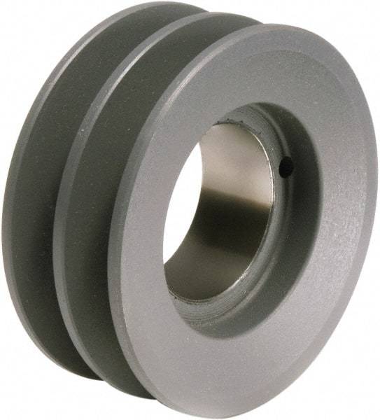 TB Wood's - 2 Groove, 1/2 to 1-1/2 Bore Diam, 3.35" Outside Diam, QD Bushed V Belt Sheave - 2.6 A Diam Belt Pitch - Exact Tool & Supply