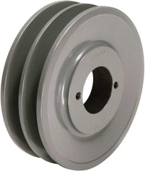 TB Wood's - 2 Groove, 1/2 to 1-1/2 Bore Diam, 4.45" Outside Diam, QD Bushed V Belt Sheave - 3.7 A Diam Belt Pitch - Exact Tool & Supply