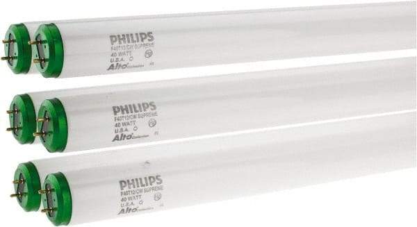 Philips - 40 Watt Fluorescent Tubular Medium Bi-Pin Lamp - 4,100°K Color Temp, 2,600 Lumens, T12, 20,000 hr Avg Life - Exact Tool & Supply