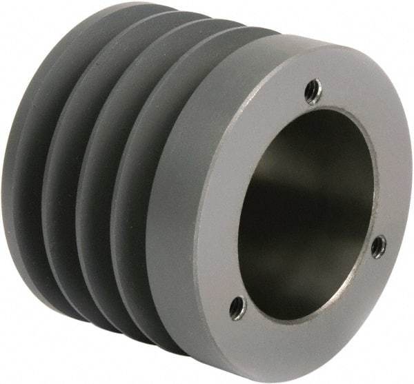 TB Wood's - 4 Groove, 1/2 to 1-15/16 Bore Diam, 4.4" Outside Diam, QD Bushed V Belt Sheave - 4.4 5V Diam Belt Pitch - Exact Tool & Supply