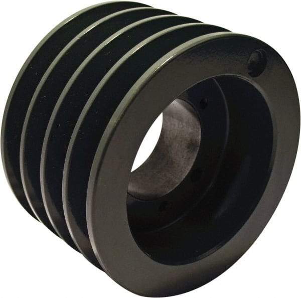 TB Wood's - 4 Groove, 1/2 to 1-15/16 Bore Diam, 5-1/2" Outside Diam, QD Bushed V Belt Sheave - 5.5 5V Diam Belt Pitch - Exact Tool & Supply