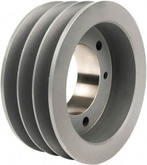 TB Wood's - 3 Groove, 1/2 to 1-5/8 Bore Diam, 3.65" Outside Diam, QD Bushed V Belt Sheave - 3.70 3V Diam Belt Pitch - Exact Tool & Supply