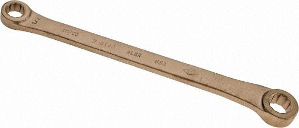 Ampco - 1/2" x 9/16" 12 Point Offset Box Wrench - Double End, 9-1/2" OAL, Aluminum Bronze - Exact Tool & Supply