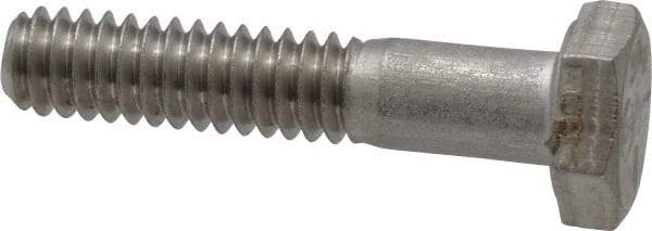 Made in USA - 1/4-20 UNC, 1-1/4" Length Under Head Hex Head Cap Screw - Grade 18-8 Stainless Steel, Uncoated, 7/16" Hex - Exact Tool & Supply