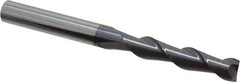 Accupro - 3/8", 1-3/4" LOC, 3/8" Shank Diam, 4" OAL, 2 Flute, Solid Carbide Square End Mill - Single End, AlTiN Finish, Spiral Flute, 40° Helix, Centercutting, Right Hand Cut, Right Hand Flute - Exact Tool & Supply