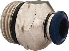 Alpha Technologies - 1/4" Outside Diam, 3/8 Universal Thread, Nickel Plated Brass Push-to-Connect Male Connector - 250 Max psi, Tube to Universal Thread Connection, Buna O-Ring - Exact Tool & Supply