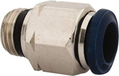 Alpha Technologies - 3/8" Outside Diam, 1/4 Universal Thread, Nickel Plated Brass Push-to-Connect Male Connector - 250 Max psi, Tube to Universal Thread Connection, Buna O-Ring - Exact Tool & Supply