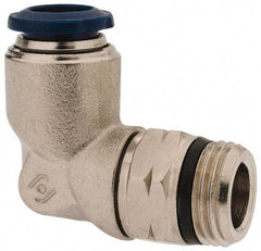 Alpha Technologies - 3/8" Outside Diam, 3/8 Universal Thread, Nickel Plated Brass Push-to-Connect Male Swivel Elbow - 250 Max psi, Tube to Universal Thread Connection, Buna O-Ring - Exact Tool & Supply