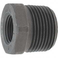 Made in USA - Size 1 x 1/2", Class 3,000, Forged Carbon Steel Black Pipe Hex Bushing - 3,000 psi, Threaded End Connection - Exact Tool & Supply