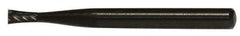M.A. Ford - 3/32" Cut Diam, 1/8" Shank Diam, Inverted Cone Head Single Cut Burr - Carbide, Flat End, 1/8" LOC, 1-1/2" OAL - Exact Tool & Supply