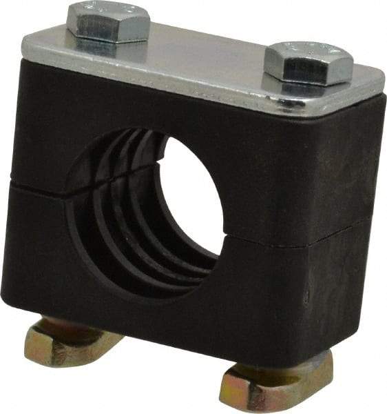 HYDAC - 1.97" Wide x 1.69" High x 1.18" Deep, Polypropylene Standard Duty C-Rail Mount Vibration-Control Clamp - Carbon Steel Plate, Mount with C-Rail Nuts, Top plates, Clamp Pairs, and Bolts - Exact Tool & Supply
