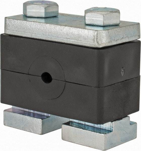 HYDAC - 2.87" Wide x 1.89" High x 1.18" Deep, Polypropylene Heavy Duty C-Rail Mount Vibration-Control Clamp - Carbon Steel Plate, Mount with C-Rail Nuts, Top plates, Clamp Pairs, and Bolts - Exact Tool & Supply