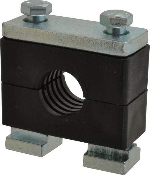 HYDAC - 3.35" Wide x 2.52" High x 1.18" Deep, Polypropylene Heavy Duty C-Rail Mount Vibration-Control Clamp - Carbon Steel Plate, Mount with C-Rail Nuts, Top plates, Clamp Pairs, and Bolts - Exact Tool & Supply