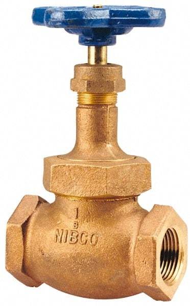 NIBCO - 2" Pipe, Threaded Ends, Bronze Integral Oxygen Service Globe Valve - PTFE Disc, Union Bonnet, 300 psi WOG, 150 psi WSP, Class 150 - Exact Tool & Supply