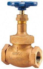 NIBCO - 2" Pipe, Threaded Ends, Bronze Integral Oxygen Service Globe Valve - PTFE Disc, Union Bonnet, 300 psi WOG, 150 psi WSP, Class 150 - Exact Tool & Supply