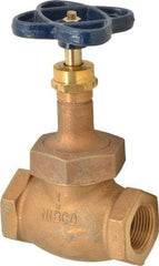 NIBCO - 1" Pipe, Threaded Ends, Bronze Integral Globe Valve - PTFE Disc, Screw-In Bonnet, 200 psi WOG, 125 psi WSP, Class 125 - Exact Tool & Supply