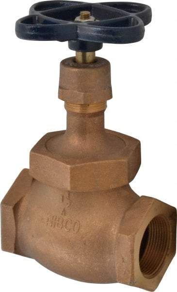 NIBCO - 1-1/2" Pipe, Threaded Ends, Bronze Integral Globe Valve - PTFE Disc, Screw-In Bonnet, 200 psi WOG, 125 psi WSP, Class 125 - Exact Tool & Supply