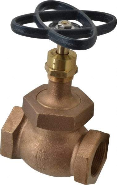 NIBCO - 1-1/4" Pipe, Threaded Ends, Bronze Integral Globe Valve - PTFE Disc, Screw-In Bonnet, 200 psi WOG, 125 psi WSP, Class 125 - Exact Tool & Supply