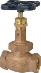 NIBCO - 1" Pipe, Threaded Ends, Bronze Renewable Full Plug Disc Globe Valve - Alloy Threads Disc, Union Bonnet, 400 psi WOG, 200 psi WSP, Class 200 - Exact Tool & Supply