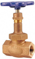 NIBCO - 1-1/2" Pipe, Threaded Ends, Bronze Renewable Full Plug Disc Globe Valve - Alloy Threads Disc, Union Bonnet, 600 psi WOG, 300 psi WSP, Class 300 - Exact Tool & Supply