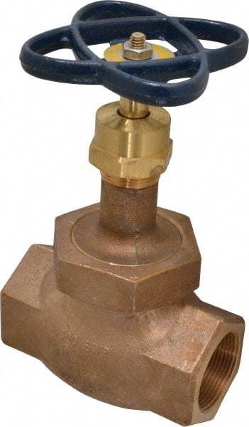 NIBCO - 1-1/2" Pipe, Threaded Ends, Bronze Integral Globe Valve - Bronze Disc, Union Bonnet, 600 psi WOG, 300 psi WSP, Class 300 - Exact Tool & Supply