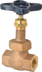 NIBCO - 1/2" Pipe, Threaded Ends, Bronze Renewable Full Plug Disc Globe Valve - Alloy Threads Disc, Union Bonnet, 600 psi WOG, 300 psi WSP, Class 300 - Exact Tool & Supply