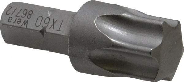 Wera - 5/16" Drive T60 Torx Screwdriver Bit - 1-3/8" OAL - Exact Tool & Supply