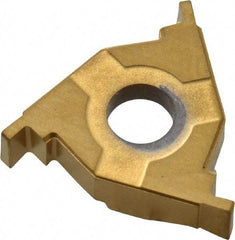 Carmex - 0.03916ER/IL Grade BXC, 0.039" Cutting Width Carbide Grooving Insert - 0.055" Max Depth of Cut, External Right/Internal Left, 0.004" Corner Radius, TiN Finish - Exact Tool & Supply