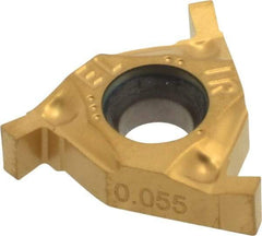 Carmex - 0.05516IR/EL Grade BXC, 0.055" Cutting Width Carbide Grooving Insert - 0.071" Max Depth of Cut, Internal Right/External Left, 0.004" Corner Radius, TiN Finish - Exact Tool & Supply