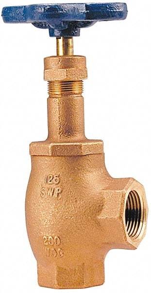 NIBCO - 3" Pipe, Class 125, Threaded Bronze Renewable Angle Gate Valve - 200 WOG, 125 WSP, Screw-In Bonnet - Exact Tool & Supply