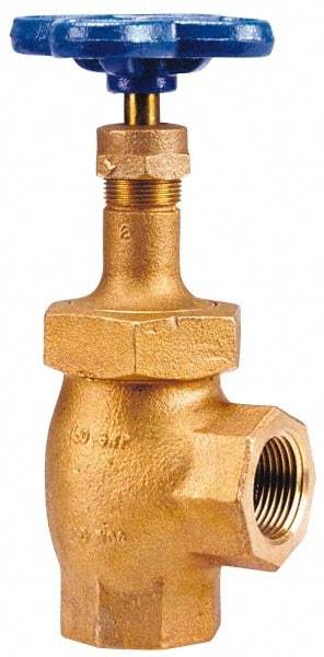 NIBCO - 3/4" Pipe, Class 150, Threaded Bronze Renewable Angle Gate Valve - 300 WOG, 150 WSP, Union Bonnet - Exact Tool & Supply