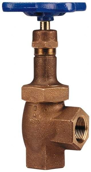 NIBCO - 1-1/4" Pipe, Class 300, Threaded Bronze Renewable Angle Gate Valve - 600 WOG, 300 WSP, Union Bonnet - Exact Tool & Supply
