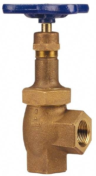 NIBCO - 1-1/4" Pipe, Class 300, Threaded Bronze Replaceable Angle Gate Valve - 600 WOG, 300 WSP, Union Bonnet - Exact Tool & Supply