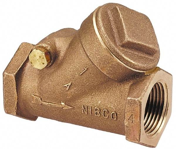 NIBCO - 1-1/4" Bronze Check Valve - Y-Pattern, FNPT x FNPT, 200 WOG - Exact Tool & Supply