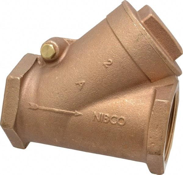 NIBCO - 2" Bronze Check Valve - Y-Pattern, FNPT x FNPT, 200 WOG - Exact Tool & Supply