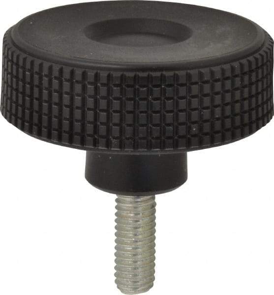 Elesa - 2.36" Head, Knurled Knob - Threaded Stem, Plastic - Exact Tool & Supply