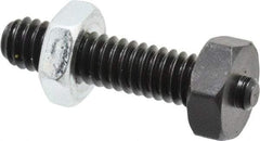 Jergens - 1/4-20 Thread, 7/16" Size, 1-1/4" Long, Black Oxide Coated, Low Carbon Steel Clamp Rest - 29/32" Thread Length, 5/32" Pin Diam x 5/64" Pin Height, 11/64" Nut Height - Exact Tool & Supply