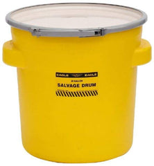 Eagle - 20 Gallon Capacity, Metal Lever Lock, Yellow Salvage Drum - 5 Gallon Container, 165 Lb. Capacity, Polyethylene, UN 1H2/X75/S Listing - Exact Tool & Supply