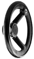 Jergens - 6 Inch, 3 Spoke Offset Handwheel - 1-3/8 Inch Hub, Plastic, Black Oxide Finish - Exact Tool & Supply
