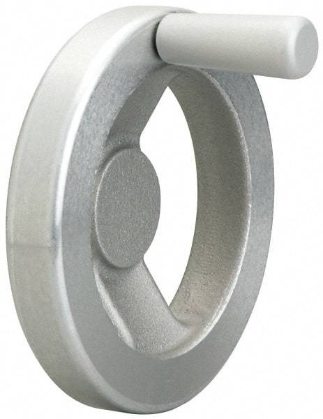 Jergens - 4", 2 Spoke Offset Handwheel with Handle - 1-3/16" Hub, Aluminum Alloy, Plain Finish - Exact Tool & Supply