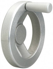 Jergens - 4", 2 Spoke Offset Handwheel with Handle - 1-3/16" Hub, Aluminum Alloy, Plain Finish - Exact Tool & Supply