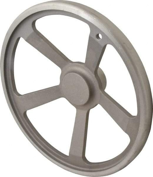Jergens - 14", 5 Spoke Offset Handwheel with Handle - 2-3/4" Hub, Aluminum Alloy, Plain Finish - Exact Tool & Supply