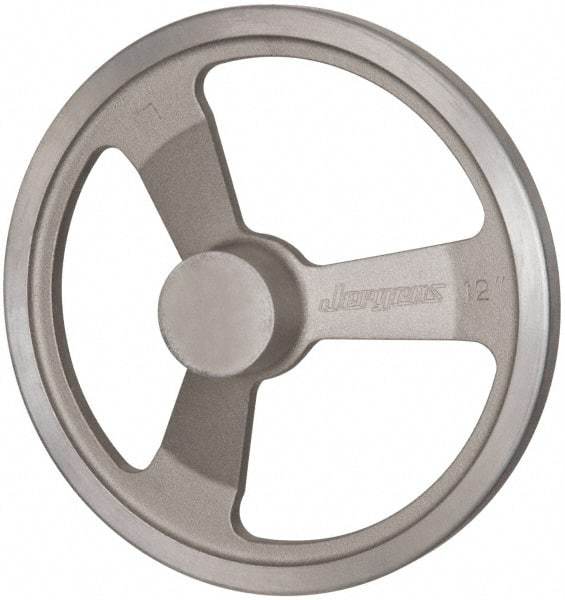Jergens - 12", 3 Spoke Offset Handwheel - 2-1/2" Hub, Aluminum Alloy, Plain Finish - Exact Tool & Supply