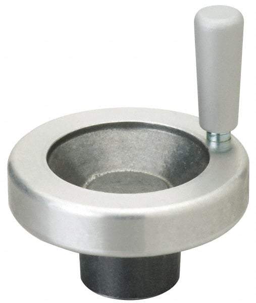 Jergens - 3" Diam, 1-1/4" Hub Diam, Grade #319, Aluminum Alloy, Angular Handwheel with Handle - 1-7/32" Hub Length, 5/8 Smaller to 1-11/16" Larger Diam - Exact Tool & Supply