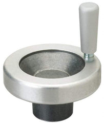 Jergens - 5" Diam, 1-1/2" Hub Diam, Grade #319, Aluminum Alloy, Angular Handwheel with Handle - 1-1/4" Hub Length, 11/16 Smaller to 2" Larger Diam - Exact Tool & Supply