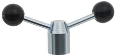 Jergens - 2 Offset Arms, Cadmium Plated, Blank Clamping Handle - 3/8 Inch Arm Diameter, 1-1/4 Inch Hub Diameter, 1 Inch Ball Diameter - Exact Tool & Supply