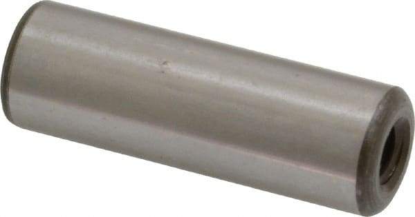 Jergens - 1/2" Diam x 1-1/2" Pin Length C-1215 Alloy Steel Pull Out Dowel Pin - C 47-58 & C 60-64 (Surface) Hardness, 1 Beveled & 1 Threaded End - Exact Tool & Supply