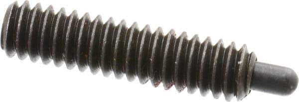 Jergens - 1/4-20, 1" Thread Length, 3/16" Plunger Projection, Steel Threaded Spring Plunger - 0.119" Max Plunger Diam, 1" Plunger Length, 3 Lb Init End Force, 13 Lb Final End Force, 1/8" Hex - Exact Tool & Supply